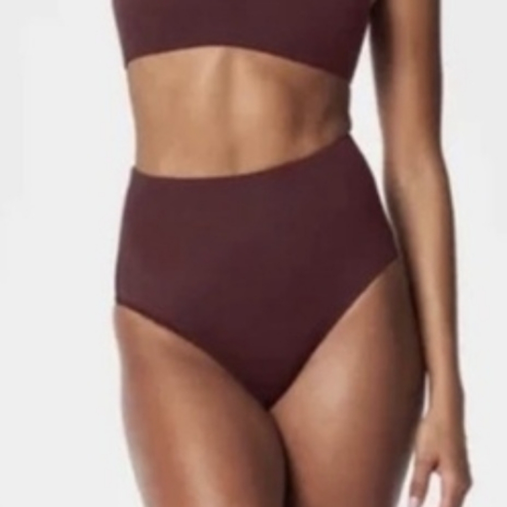 Spanx SPANXshape™ SwimPique Hi-Rise Cheeky Bottom In Mulberry / 1X
